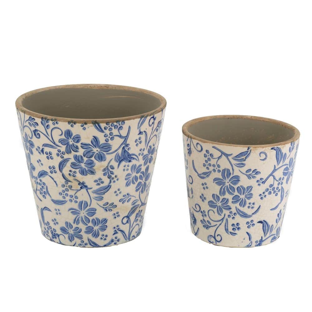Blue/White Indoor Ceramic Round Planter (6.9 in. W x 6.3 in. H) price history on PriceWatchPro