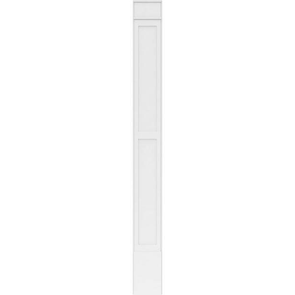 Ekena Millwork 2 in. x 12 in. x 120 in. PVC Pilaster 2 Equal Flat Panel with Decorative Capital and Base (Pair)