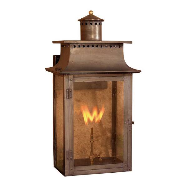 Titan Lighting Maryville 27 in. Outdoor Washed Pewter Gas Wall Lantern