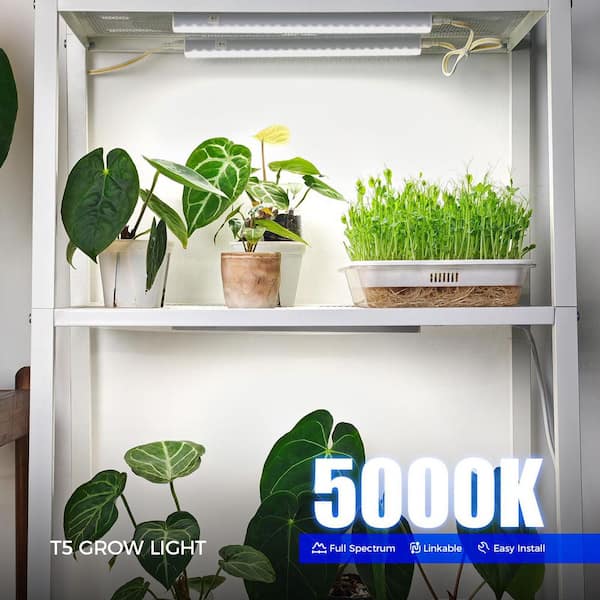 1 ft. White Full Spectrum LED Grow Light Linkable T5 Plant Light with Individual Switch for Indoor Plants 5000K (8-Pack)