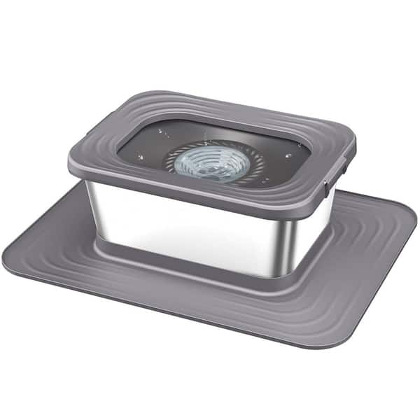 Unbranded 10L Stainless Steel Dog Water Bowl with XXL Silicone Mat Spill-Proof Slow Feeder for Indoor/Outdoor Use Grey