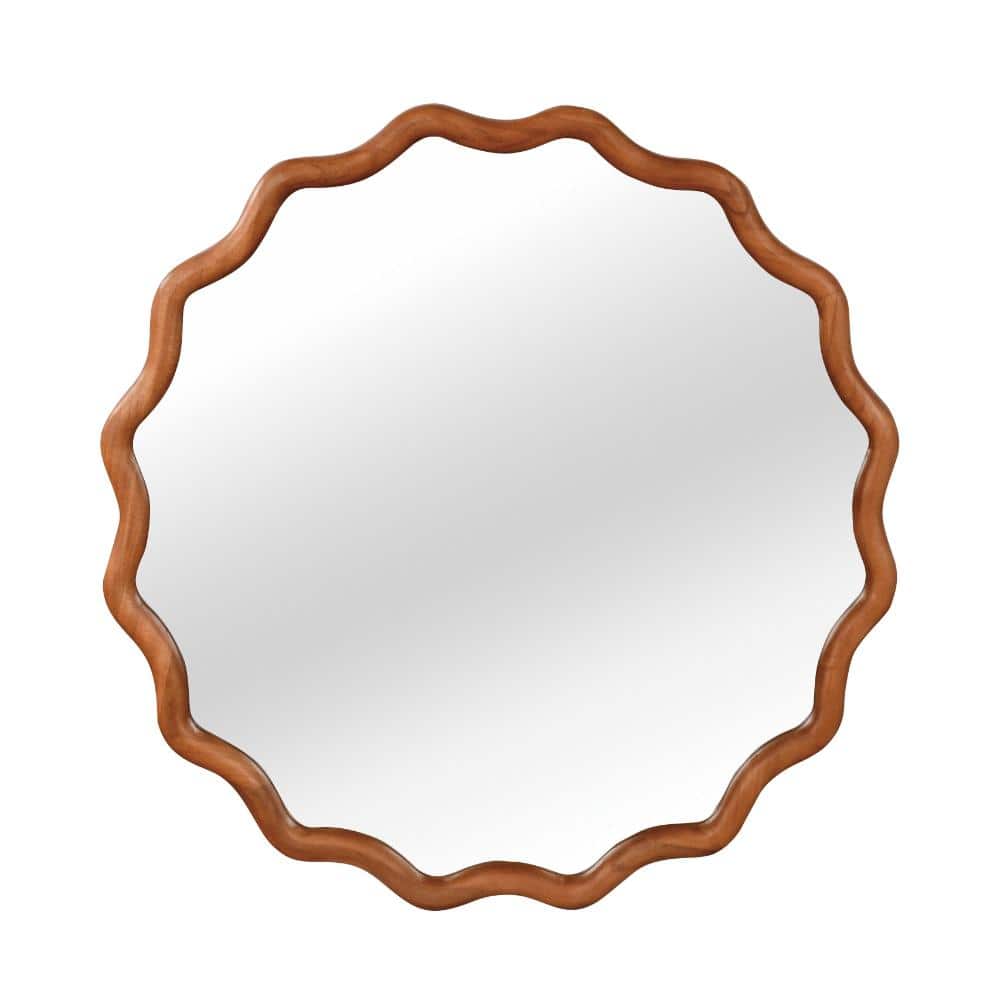 Ami Medium Brown Wood 30 in W x 30 in. H Bohemian Irregular Wood Framed Decorative Mirror price history on PriceWatchPro