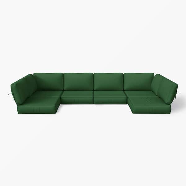 26 in. x 26 in. x 5 in. (14-Piece) Deep Seating Outdoor Sectional Cushion Green