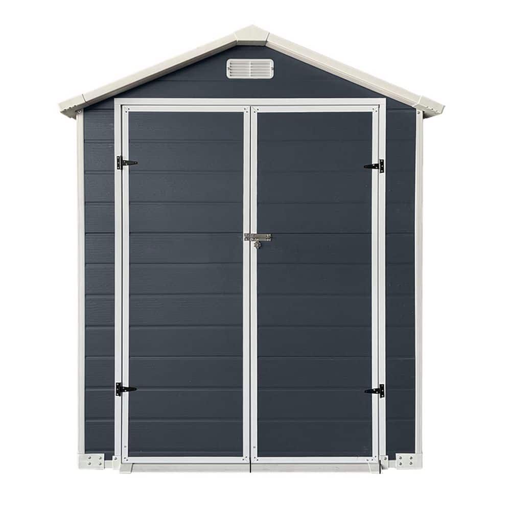 Gray 6 ft. W x 4 ft. D Plastic Garden Shed Outdoor Storage Shed with Floor and Lockable Door for Backyard (24 sq. ft. ) price history on PriceWatchPro