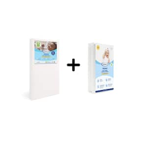 Premium Foam Crib Mattress + Polyester Mattress Protector Bundle (2-Pack)