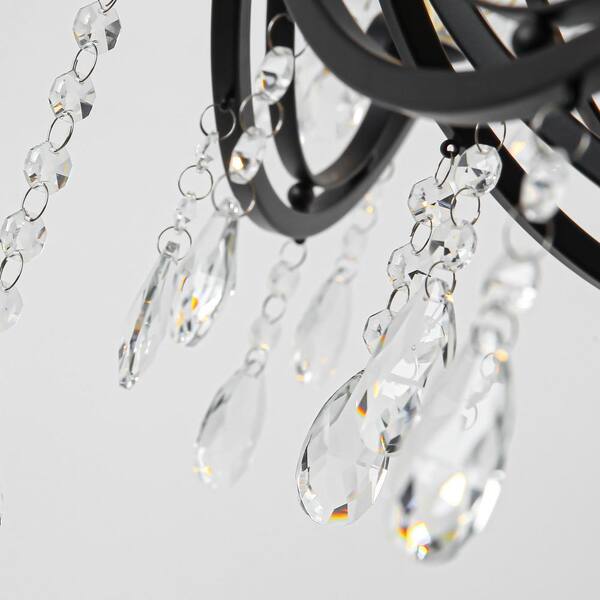 Genoci 8-Light Black Dimmable Classic Traditional Chandelier with