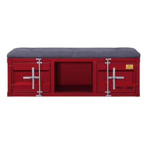 Cargo Gray and Red Bench Metal Frame 19 in. x 16 in. x 56 in.