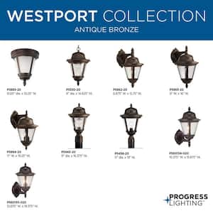 Westport Collection 2-Light Antique Bronze Clear Seeded Glass Traditional Outdoor Medium Wall Lantern Light