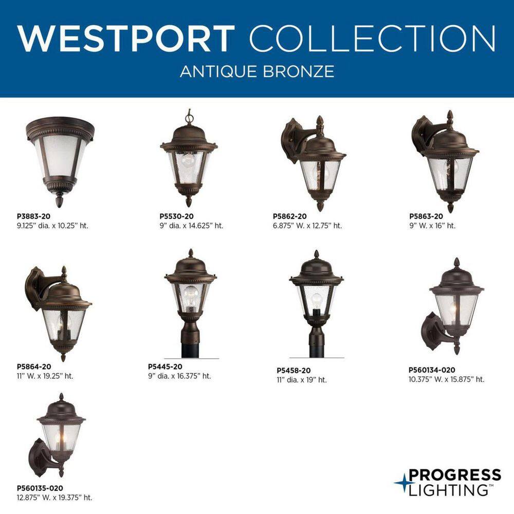 Antique Bronze Clear Seeded Glass Outdoor Post Lantern