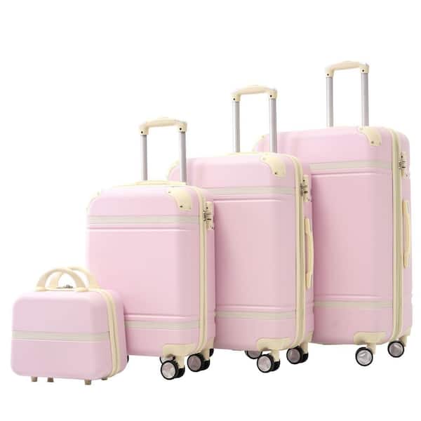 4-Piece Light Pink Hardshell and Cosmetic Case Spinner Luggage Set with TSA Lock Lightweight