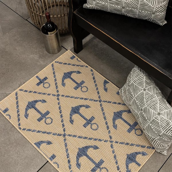 Flatweave Royal Blue Doormat 2 ft. x 3 ft. Indoor/Outdoor Area Rug