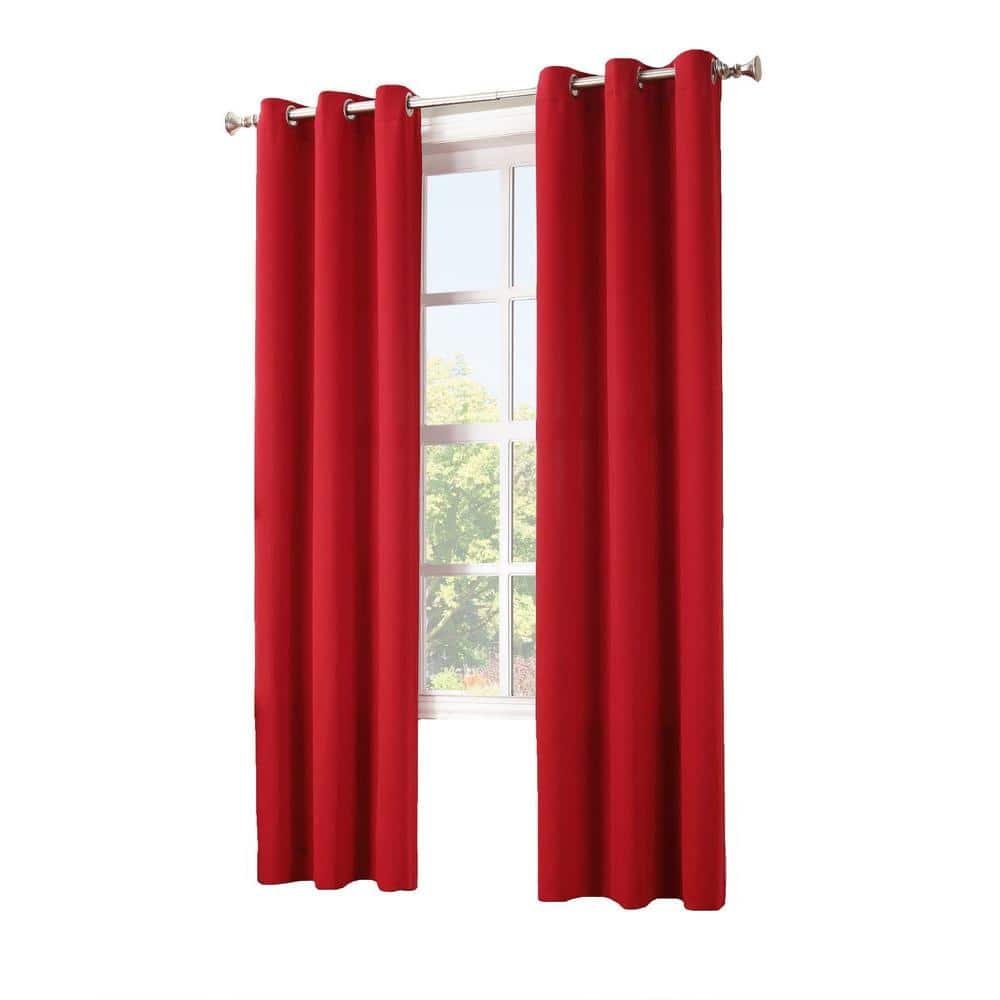 Red 63-Inch Blackout Grommet Curtain Panel