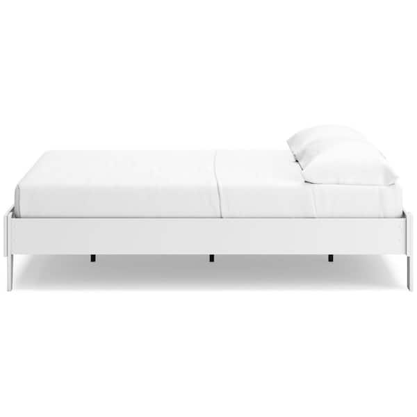 Socalle White Wood Frame Queen Platform Bed