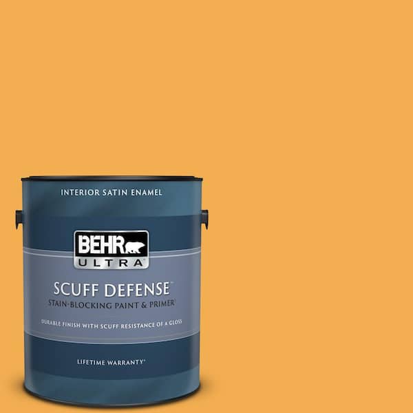 BEHR ULTRA 1 gal. #290B-6 Squash Extra Durable Satin Enamel Interior Paint & Primer