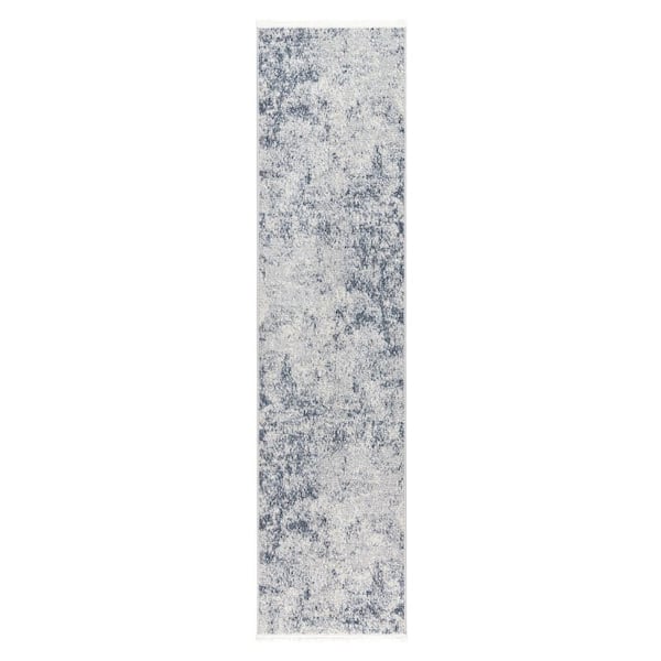TOWN & COUNTRY LIVING Everyday Rein Abstract Cloud Blue Grey 2 ft. x 7 ft. Machine Washable Rug