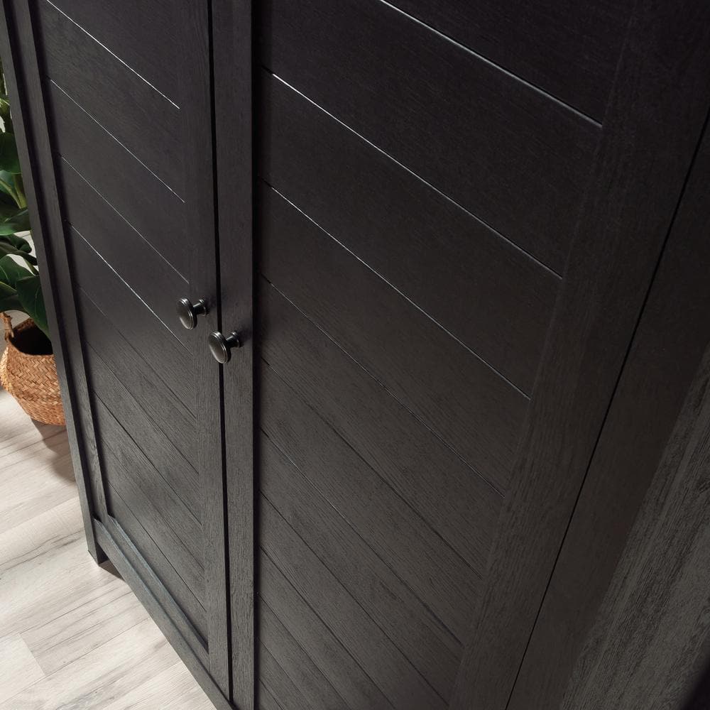 Raven Oak Freestanding Storage Cabinet with Adjustable Shelving