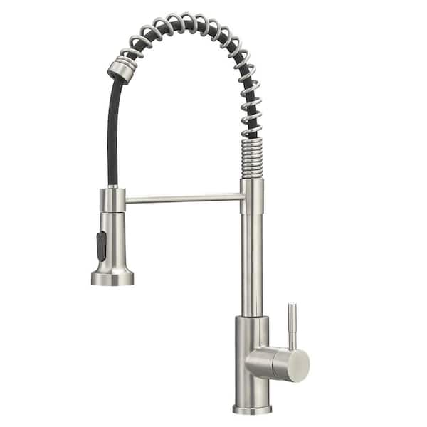 Unbranded Commercial Single Handle Pull Down Sprayer Kitchen Faucet with Pull Out Spray&Stream Sprayer in Brushed Nickel