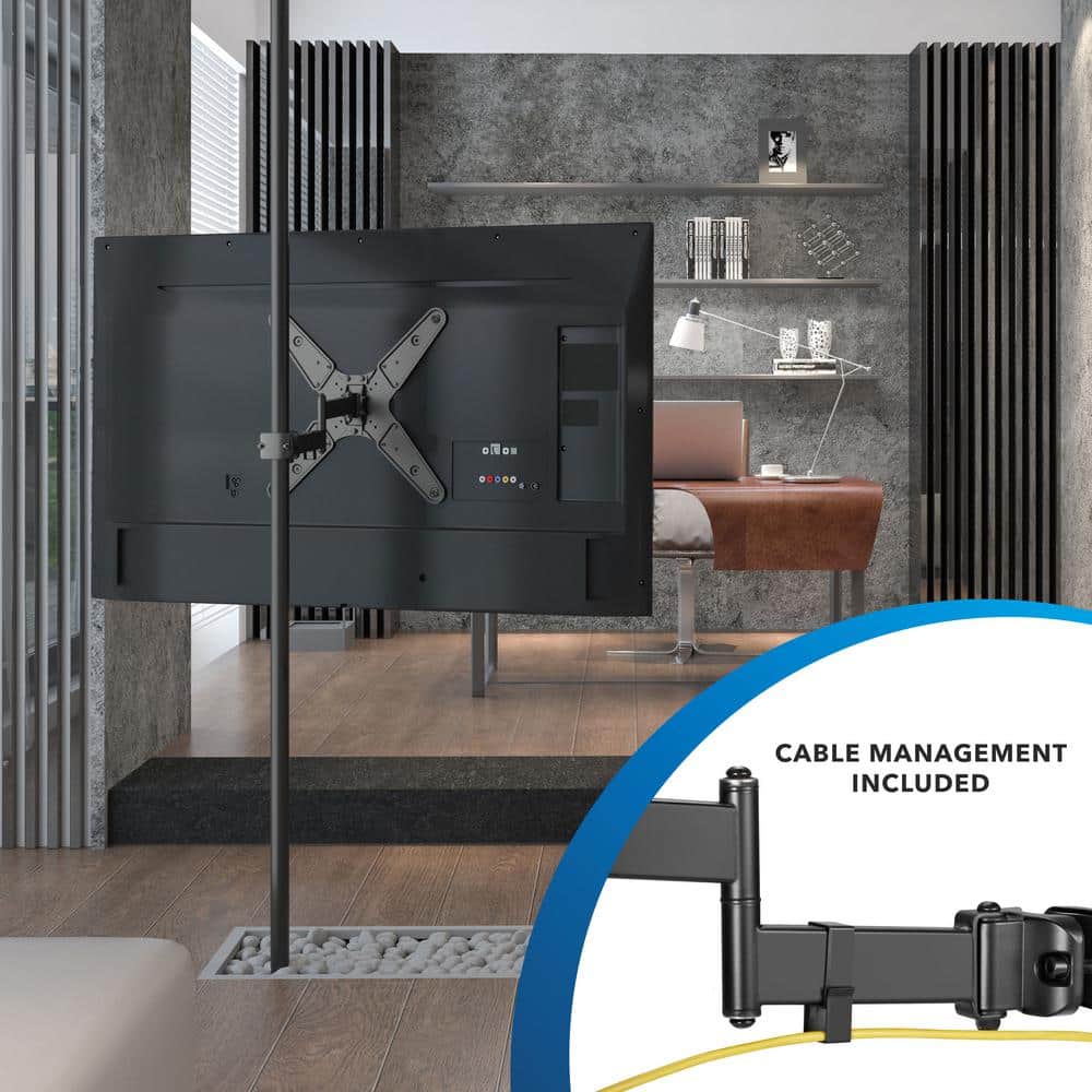 Mount-It! Black Steel Full Motion TV Pole Mount for 32-55 Inch Screens