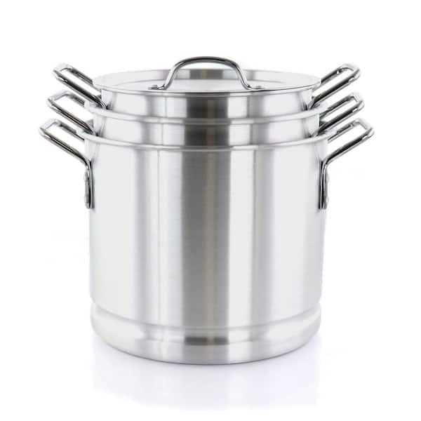 Gibson Home Breton 3 Piece Aluminum Stockpot With Steamer and Lid