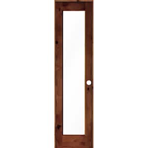 24 in. x 96 in. Rustic Knotty Alder Left-Hand Full-Lite Clear Glass Red Chestnut Stain Wood Single Prehung Interior Door