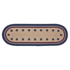 My Country 8 in. W x 24 in. L Navy Geometric Stars Cotton Blend Oval Table Runner