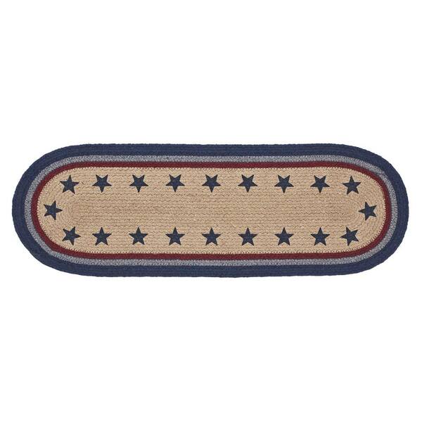 VHC Brands Primitive Stair Tread - Black & Tan Jute Blend, 8.5x27 Rectangle, Latex Backing