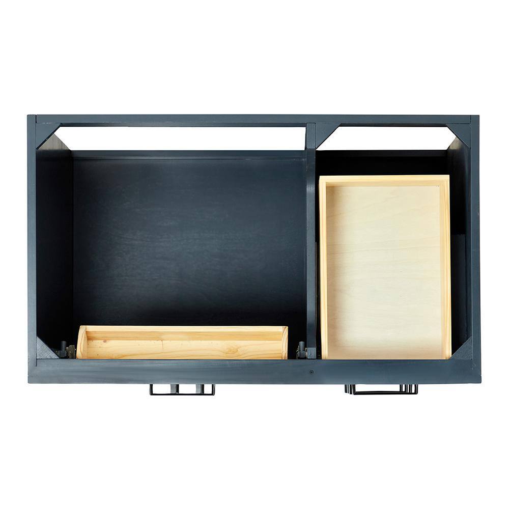 Midnight Blue Hardwood Single Basin Vanity with Quartz Top