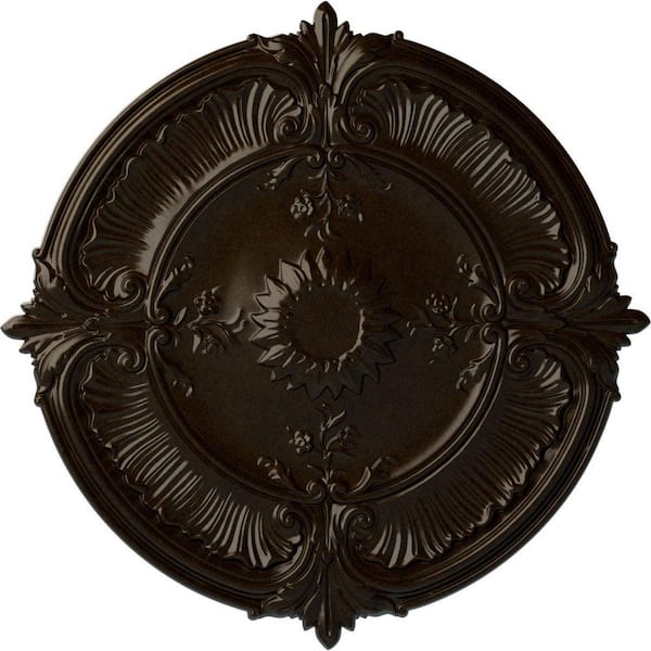 Ekena Millwork 1-1/2 in. x 30-1/8 in. x 30-1/8 in. Polyurethane Attica Acanthus Leaf Ceiling Medallion, Bronze