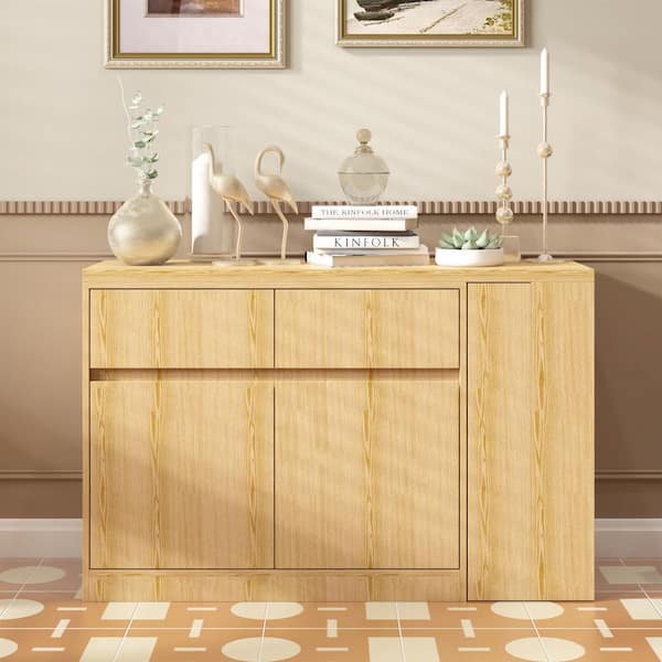 FUFU&GAGA L Shaped Desk with Drawer Cabinet, Log L Shaped Computer Desk Corner Office Desk with Removable Monitor Stand,47.2 in. W