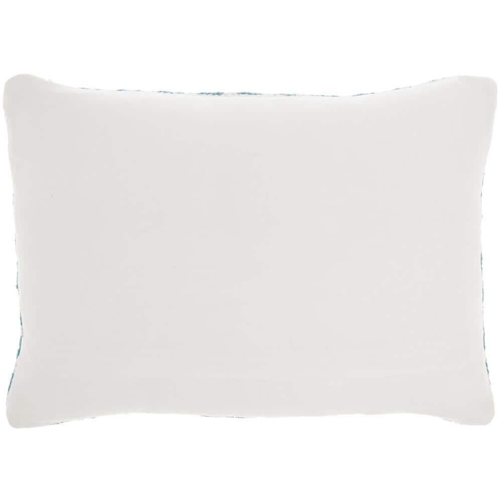 Lively Turquoise & Ivory Cross Braided 14"x20" Outdoor Lumbar Pillow