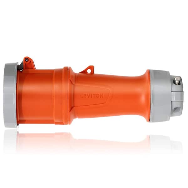 60 Amp, 125/250-Volt 3-Phase, 3P, 4-Watt, LEV Series IEC 60309-1 & 60309-2 Pin & Sleeve Connector, Watertight - Orange