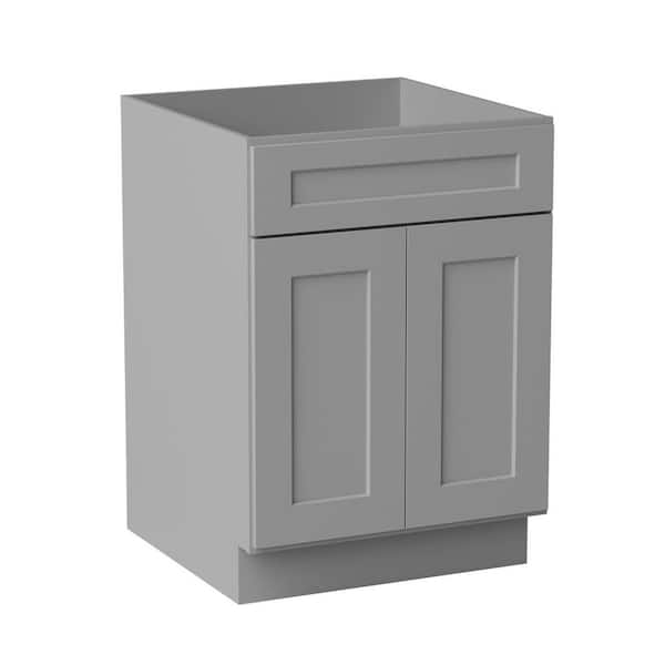 24 in. W x 24 in. D x 34.5 in. H Ready to Assemble Solid Wood Shaker Base Kitchen Cabinet in Light Grey
