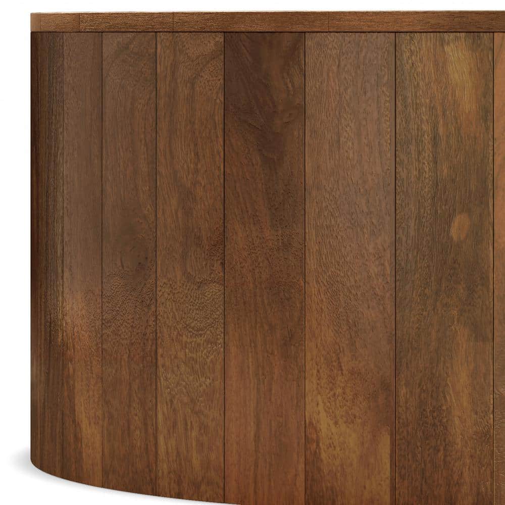 Natural Solid Mango Wood Round Drum Coffee Table