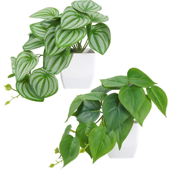 5 in. Green Artificial Mini Faux Plants for Bathroom Office Desk Shelf Table Decor