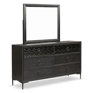 Jolt Espresso 6-Drawer 66 in. Dresser with Mirror