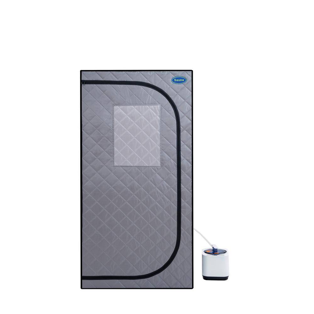 Moray 1-Person Indoor Full Size Grey Portable Steam Sauna Tent with Steam Generator and Foldable Chair