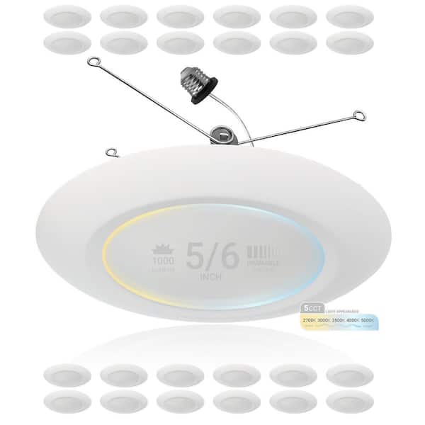 NuWatt 5/6 in. 5CCT Selectable Remodel 15-Watt Retrofit Disk Light E26 Base Integrated LED Recessed Lighting Kit (24-Pack)