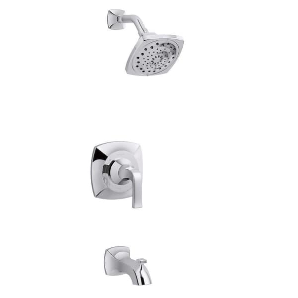 KOHLER Rubicon 1-Handle 3-Spray Wall-Mount Tub and Shower Faucet in Polished Chrome (Valve Included)