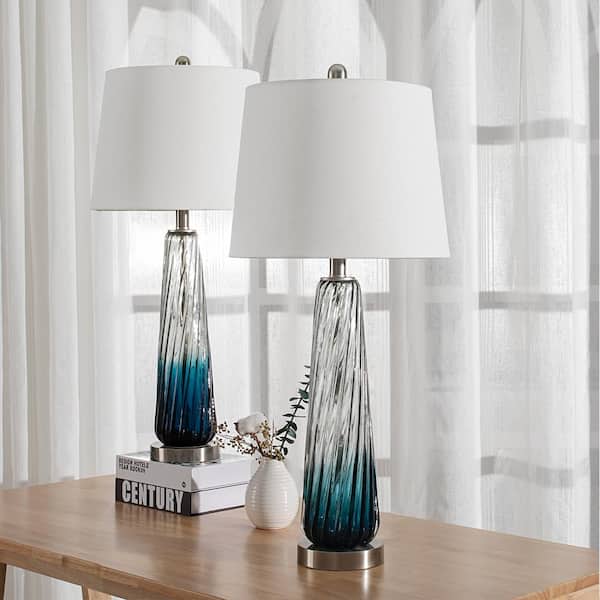 Maxax Richmond 28 .75" Gradient Blue Bedside Table Lamp Set (Set of 2)