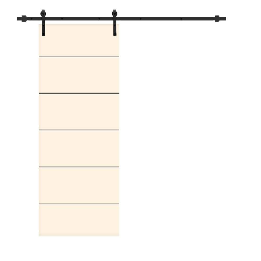 Modern Classic 24 in. x 84 in. Beige Stained Composite MDF Paneled Sliding Barn Door with Hardware Kit price history on PriceWatchPro