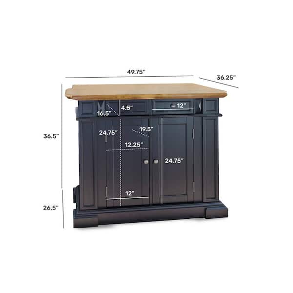 HOMESTYLES - Americana Black Kitchen Island With Drop Leaf