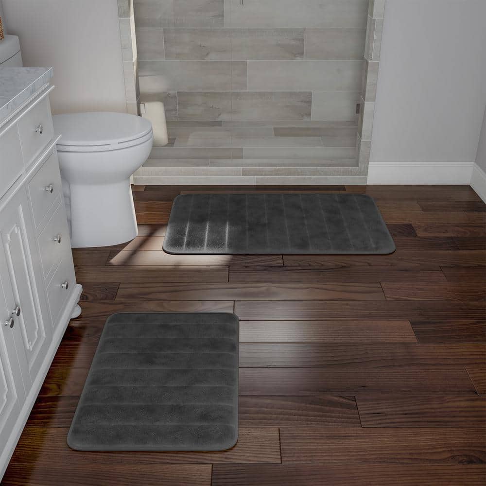 Gray Memory Foam 4-Piece Bathroom Rug Set
