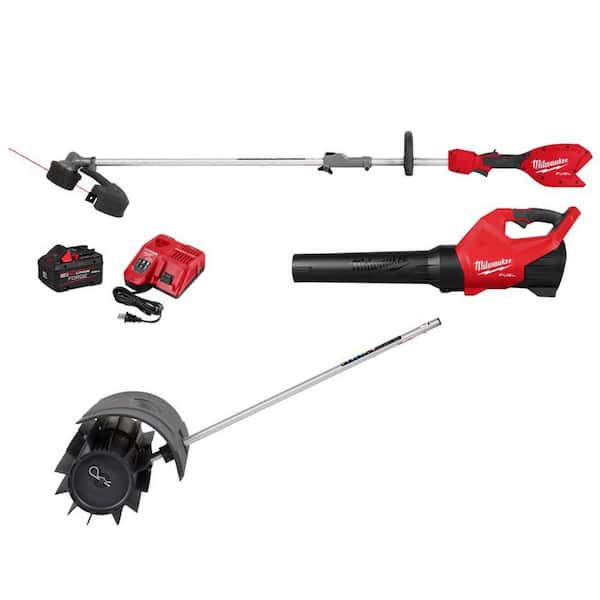 M18 FUEL 18V 16 in. Brushless Cordless QUIK-LOK String Trimmer/Blower 8.0 Ah FORGE Combo Kit w/ Rubber Broom Attachment
