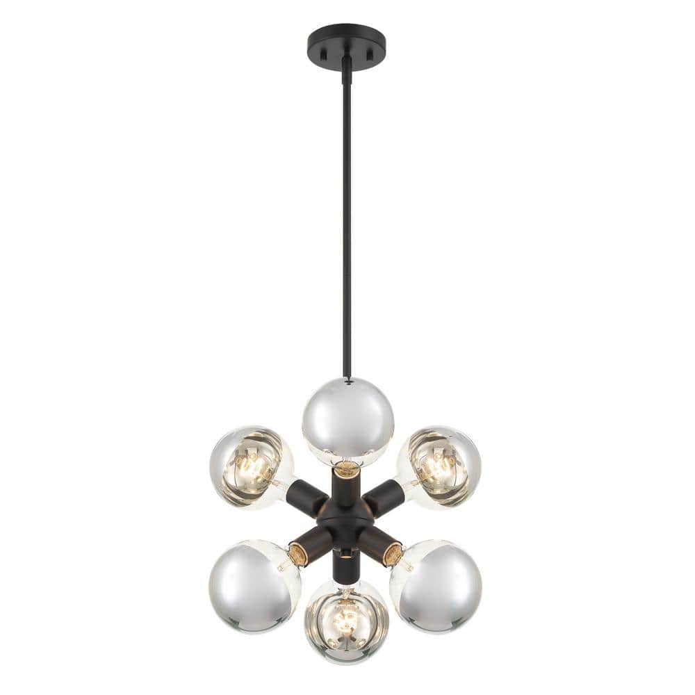 Gambit 6-Light 7'' Matte Black Mid-Century Modern Pendant