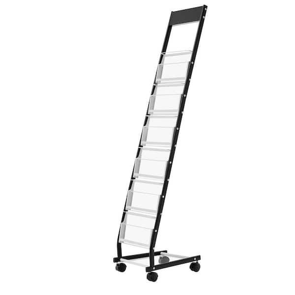 Brochure Display Rack 6-Tier Magazine Literature Display Metal Standing Magazine Rack Black 60.24 in H x 15.75 in. W