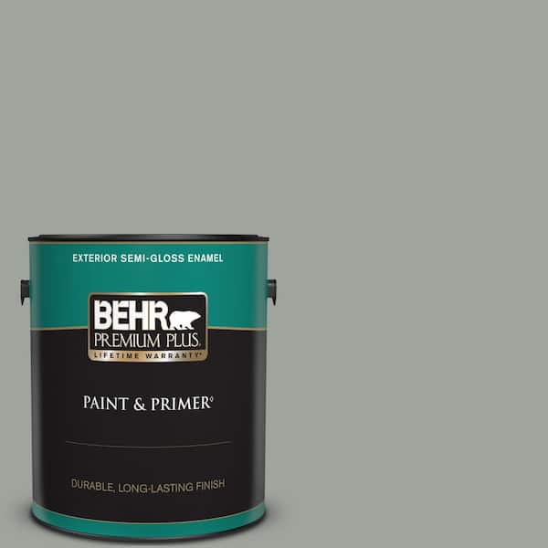 BEHR PREMIUM PLUS 1 gal. #710F-4 Sage Gray Semi-Gloss Enamel Exterior Paint & Primer