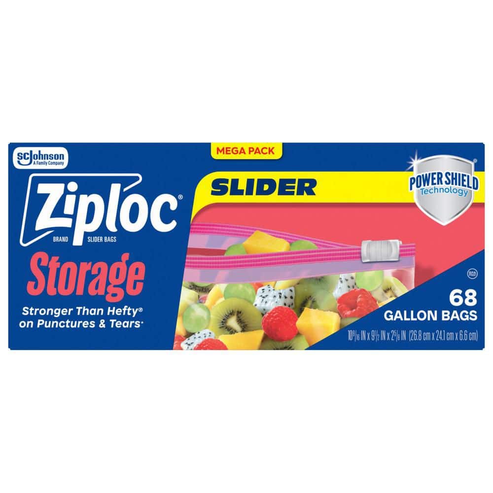 Ziploc Storage Bags, Reusable Gallon Size Slider Bags, Power