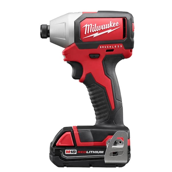 Milwaukee - M18 18-Volt Lithium-Ion Brushless Cordless 1/4 in. Compact Impact Driver Kit W/ (1) 2.0Ah Battery, Charger & Tool Bag