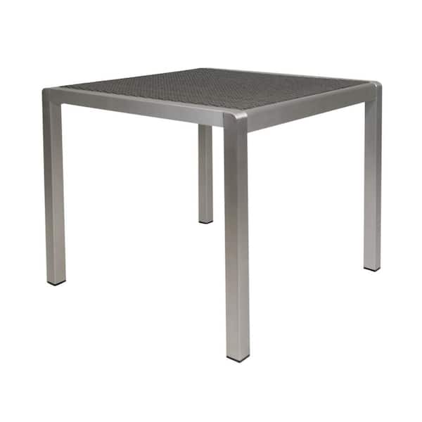 Benjara Kimi Gray Square Wicker Outdoor Dining Table