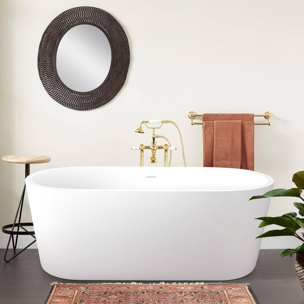 65 in. x 28 in. Freestanding Soaking Bathtub with Center Drain in White price history on PriceWatchPro